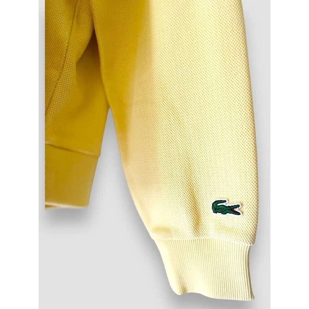 Lacoste Embroidered Logo Piqué Fleece Cotton Blend Hoodie Size S Yellow NWT